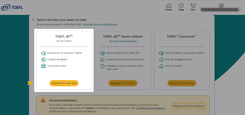 انتخاب نوع آزمون TOEFL